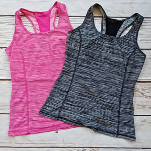 Set of 2 Danskin Now Fitted Heathered Activewear Tank Top Small